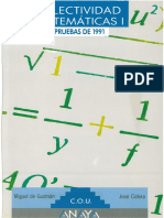 COU Selectividad Matemáticas I Pruebas 1991