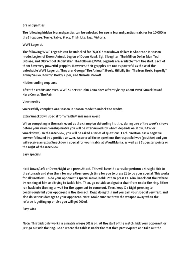 Cheat Wwe Smackdown | PDF | Professional Wrestling | Wwe