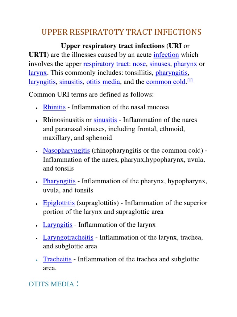 Upper Respiratoty Tract Infections | PDF | Common Cold | Respiratory ...