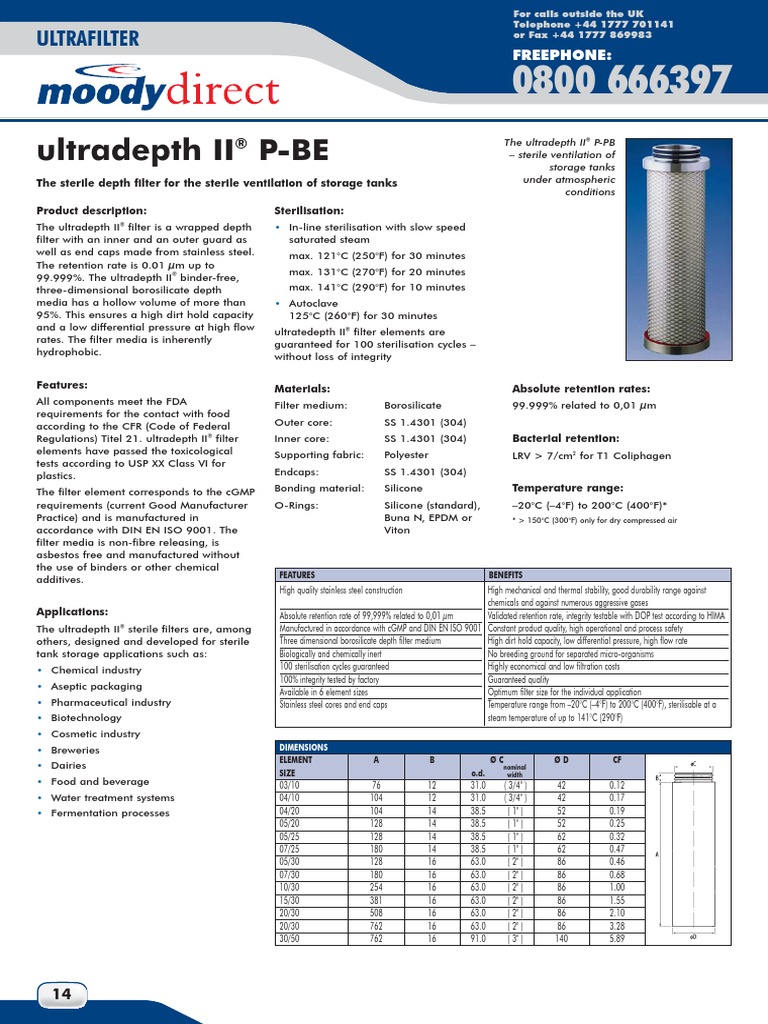 Ultrafilter Ultradepthii Pbe PDF | PDF | Sterilization (Microbiology ...