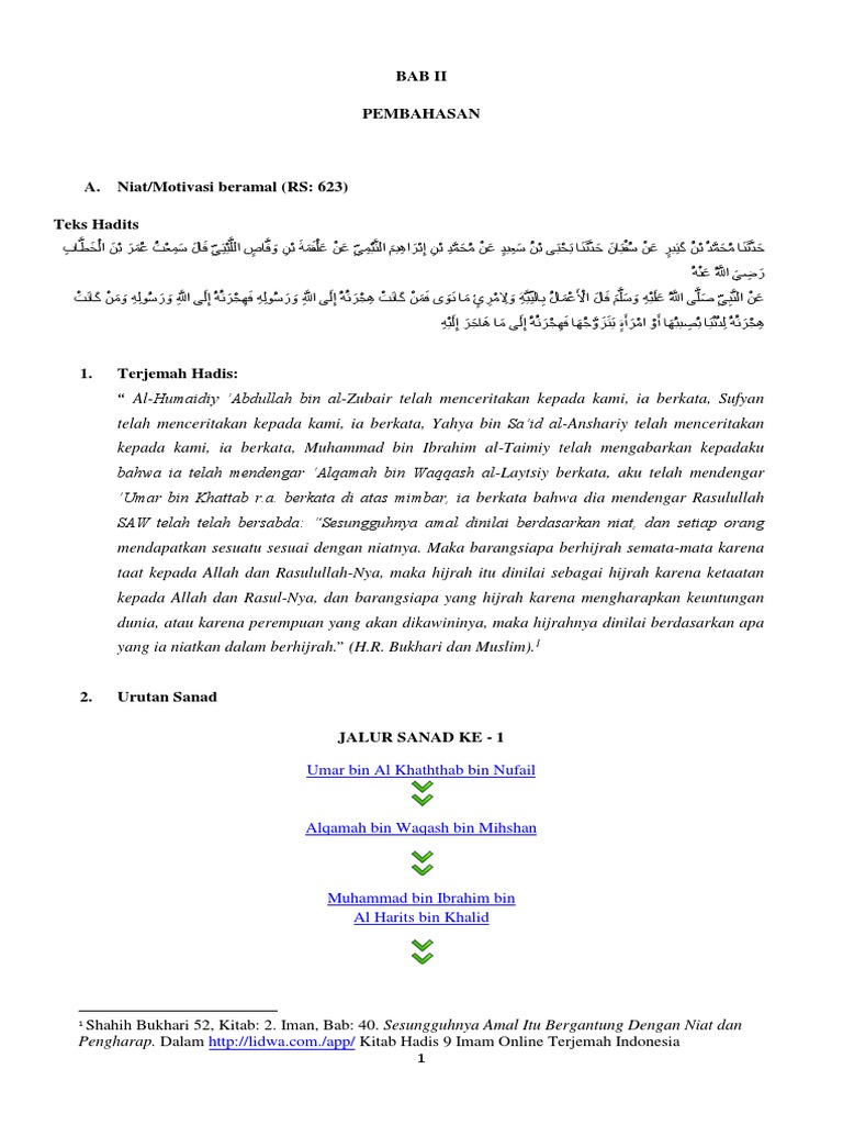 Hadits Tentang Niat Lengkap Dengan Sanadnya - Gambar Islami