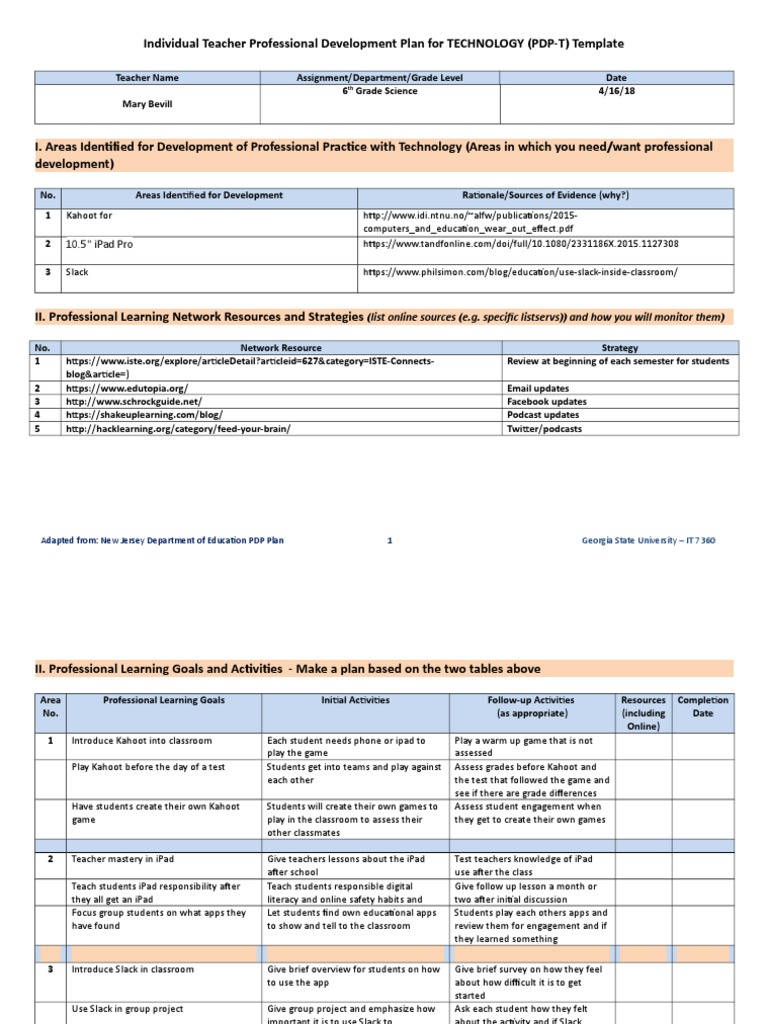 Teacher Tech Professional Development Plan | PDF | Teachers | Classroom