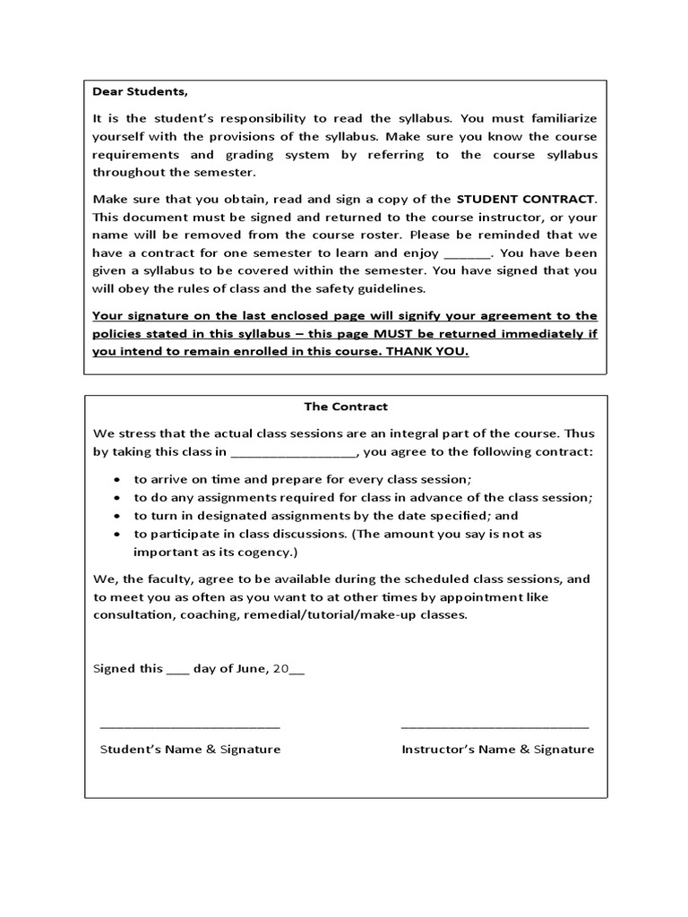 Course Syllabus and Student Contract | PDF | Business