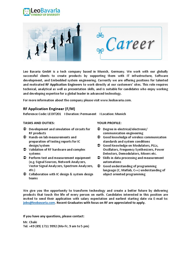 RF Application Engineer (F/M) : Tasks and Duties: Your Profile | PDF