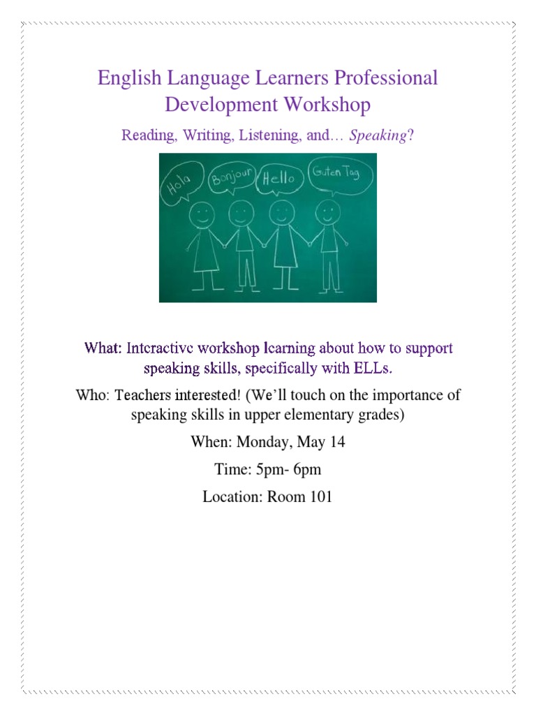 ELL Speaking Skills Workshop | PDF | Language Arts & Discipline