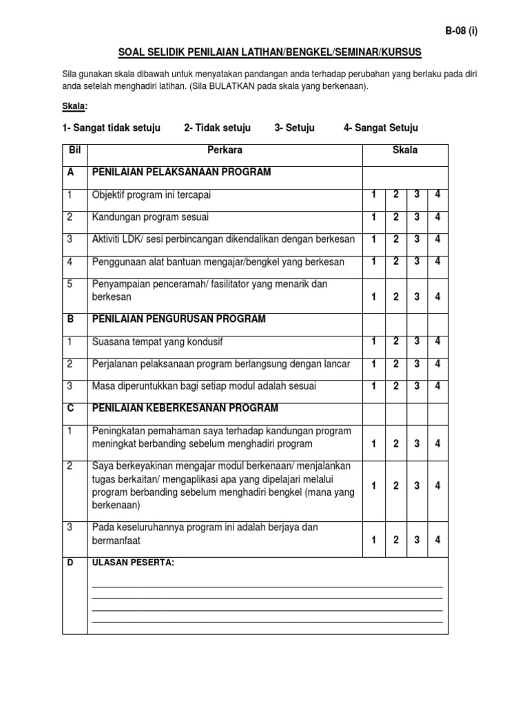 Contoh Borang Kaji Selidik Pdf