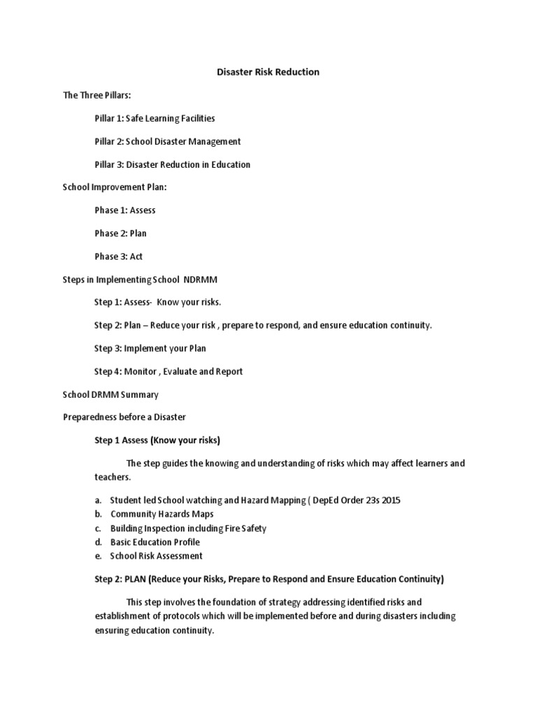 School Disaster Risk Management Guide | PDF | Emergency Management ...