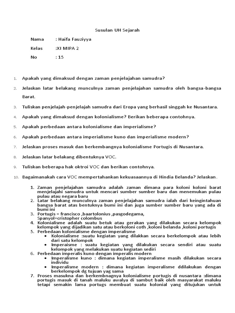 Mengapa Masa Kekuasaan Voc Disebut Akar Kolonialisme Belanda Di Indonesia Sebutkan Mendetail
