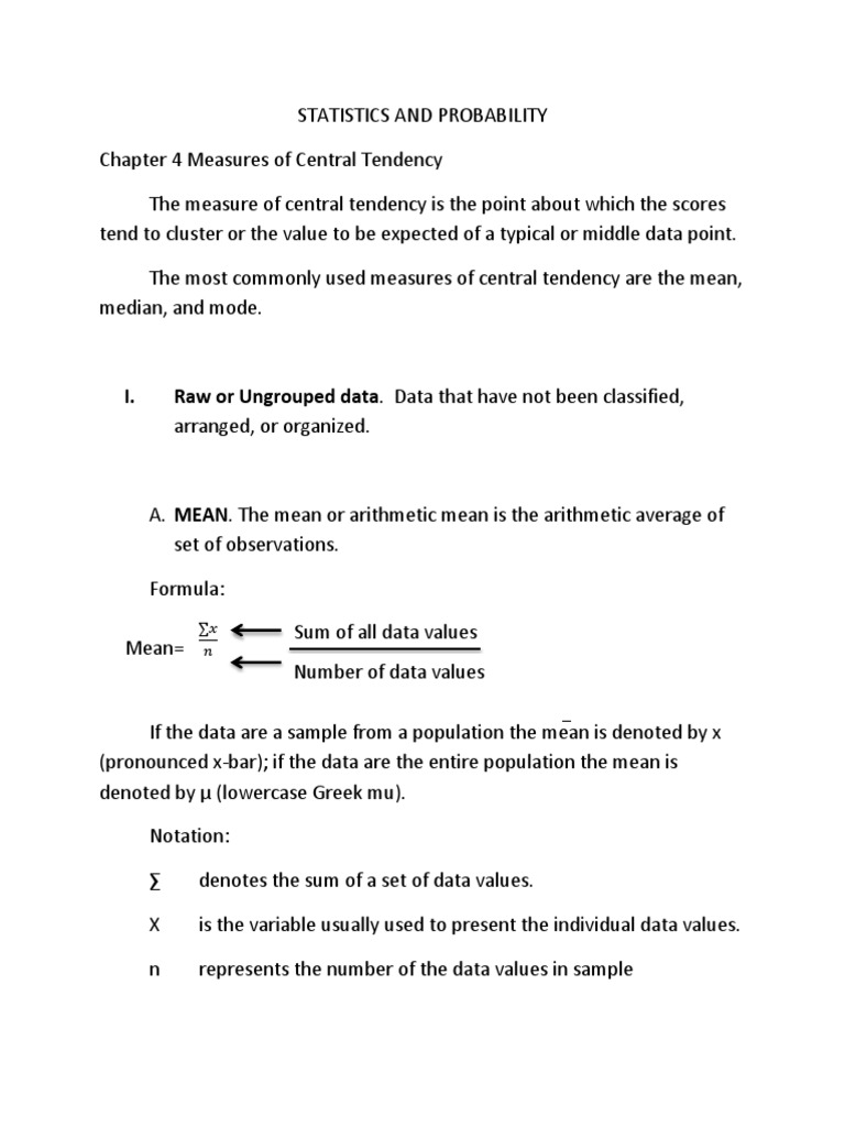 Statistics and Probability Chp4 | PDF | Arithmetic Mean | Mode (Statistics)