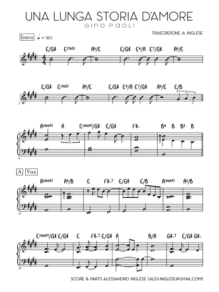 Una Lunga Storia D'amore - Piano | PDF