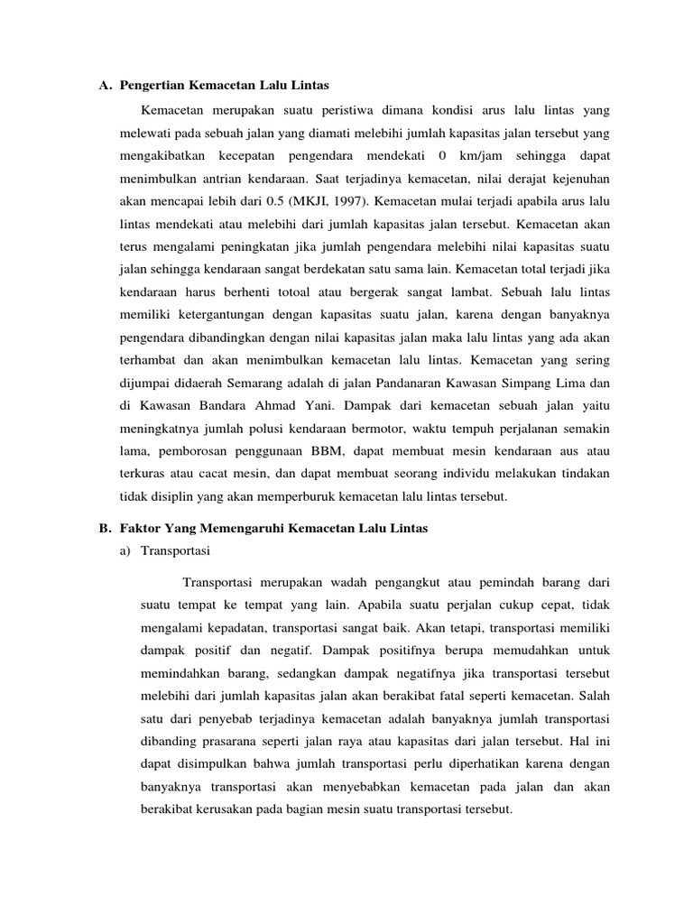 Pengertian Kemacetan Lalu Lintas  PDF
