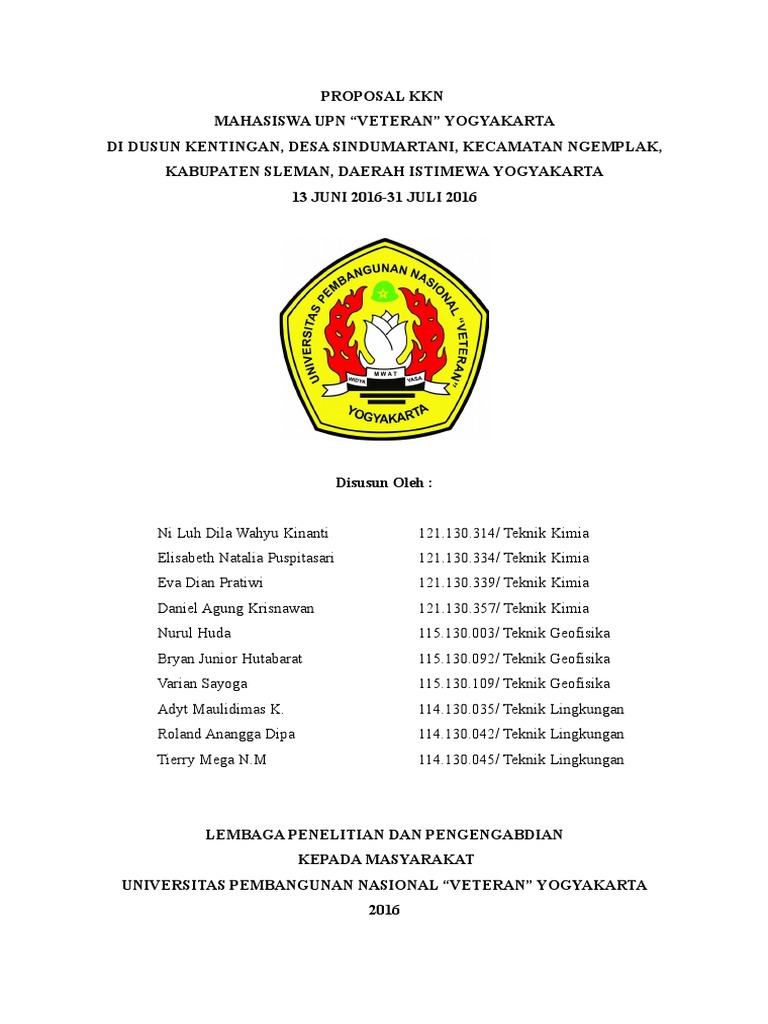 Proposal KKN UPNVY di Dusun Kentingan | PDF