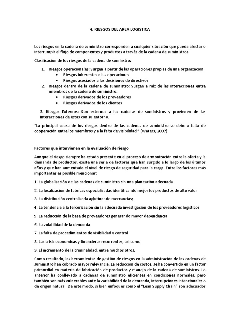 Riesgos en la Cadena de Suministro | PDF | Outsourcing | Business