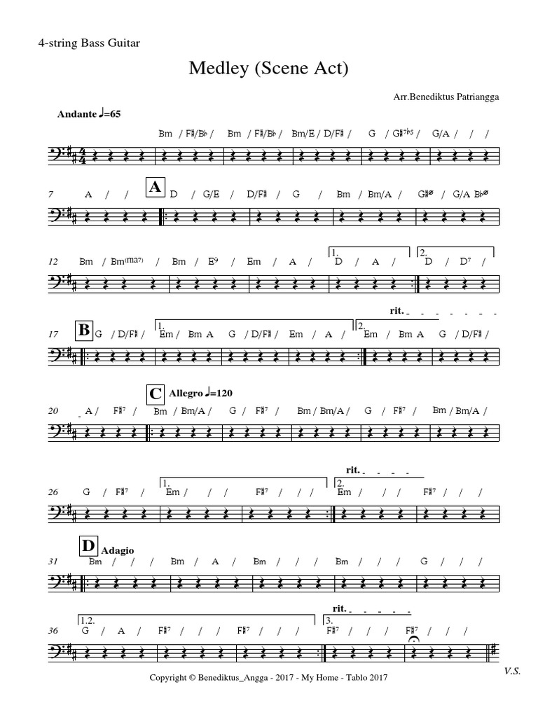 Medley 4String Bass Guitar PDF Musical Forms Elements Of Music