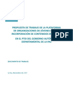 Propuesta de Trabajo de La Plataforma de Organizaciones de Jóvenes para La Incorporación de Contenidos de Género en El PTDI Del GAD La Paz