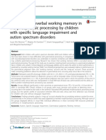 The Role of Nonverbal Working Memory in Morphosyntactic Processing by Children With Sli and Autism Spectrum Disorders