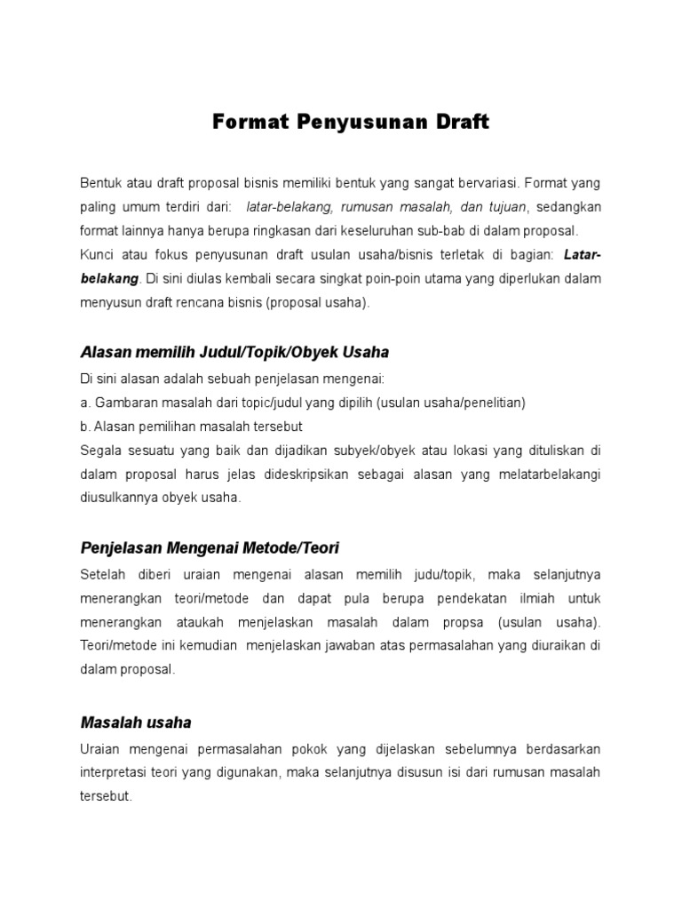 Format Penyusunan Draft