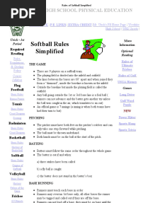 Rules of Softball Simplified