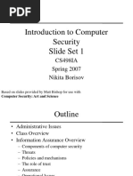 Introduction To Computer Security Slide Set 1: CS498IA Spring 2007 Nikita Borisov