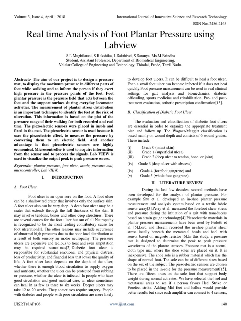 Real Time Analysis of Foot Plantar Pressure Using Labview | PDF ...
