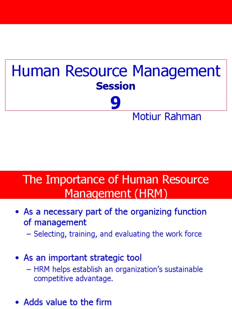 Session 9 Human Resource Management PDF Human Resource Management Test (Assessment)