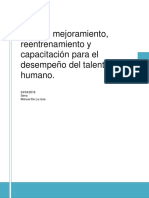 Plan de Mejoramiento y Reentrenamiento y Capacitacion para El Desempeño Del Talento Humano