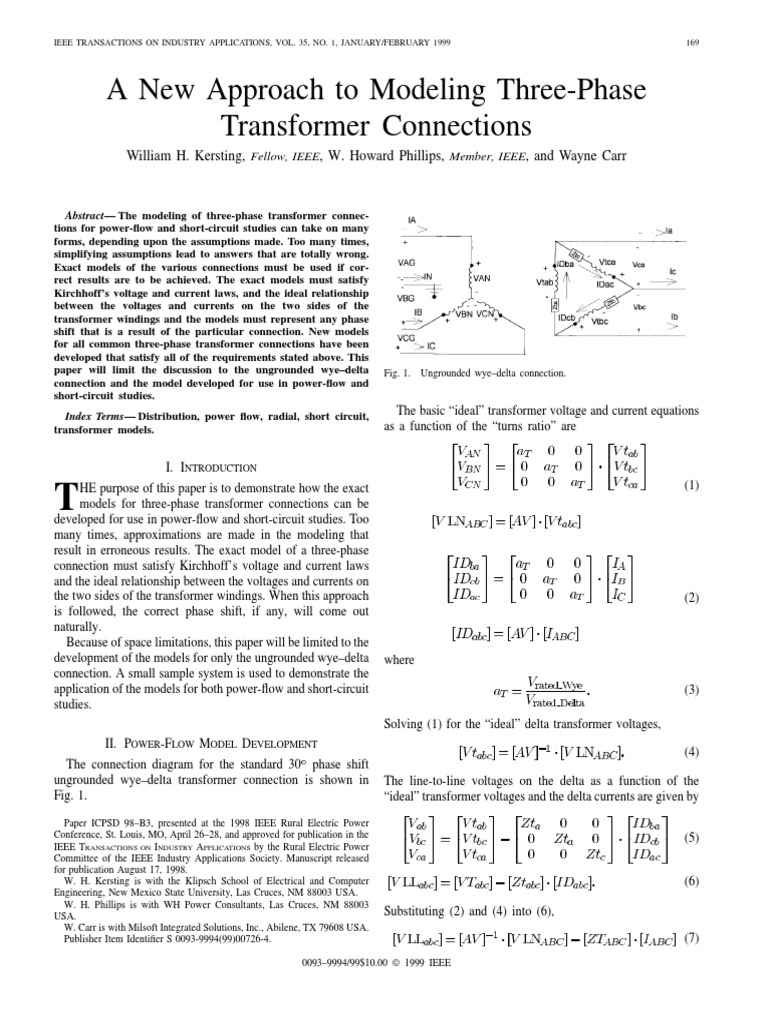 Three-Phase Transformer Modeling Techniques | PDF | Transformer ...