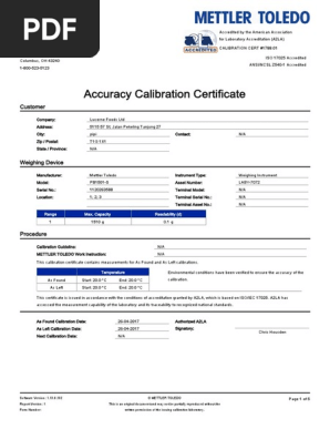 Calibrate ISO17025 +OIML-HB44