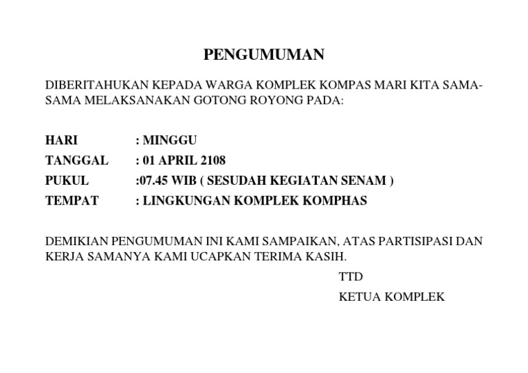 Pengumuman Gotongroyong