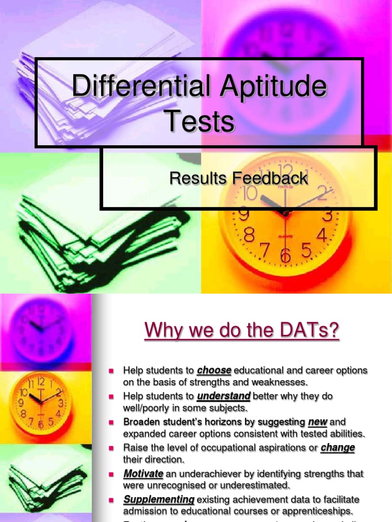 Differential Aptitude Tests Results Feedback PDF Reason Science