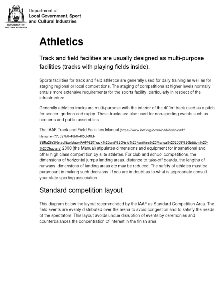 Track Events and Facility Guidelines | PDF | Track And Field | Lane