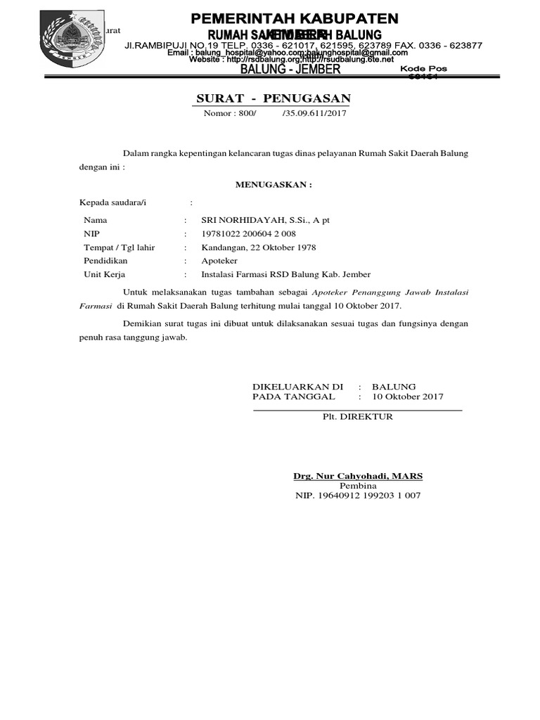 Contoh surat terbaru - Contoh Surat Tugas Dinas