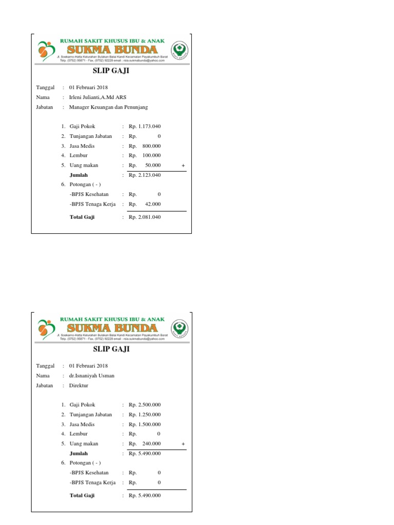 Contoh Slip Gaji Asisten Apoteker Guru Paud