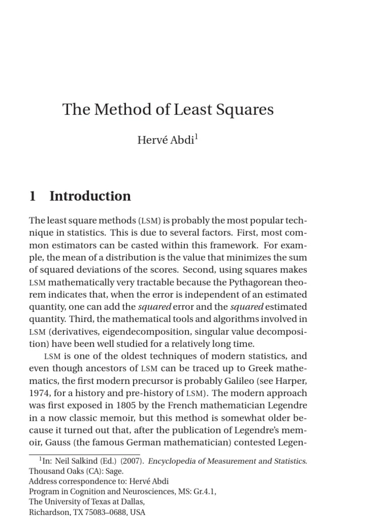 Least Squares Method Explained | PDF | Ordinary Least Squares | Algebra