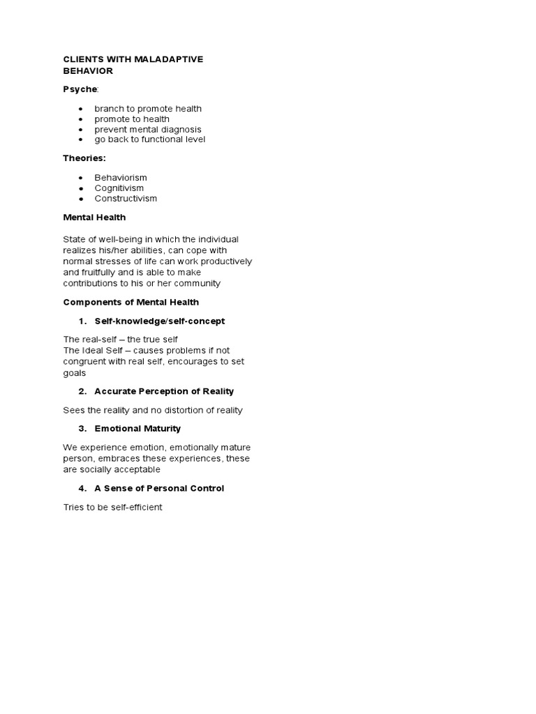 Clients With Maladaptive Behavior | PDF