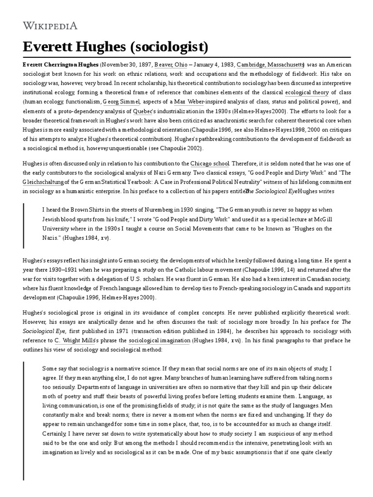 Everett Hughes PDF Academia Science