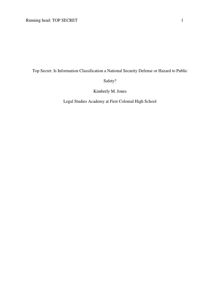 Senior Project Paper Draft PDF Classified Information Classified