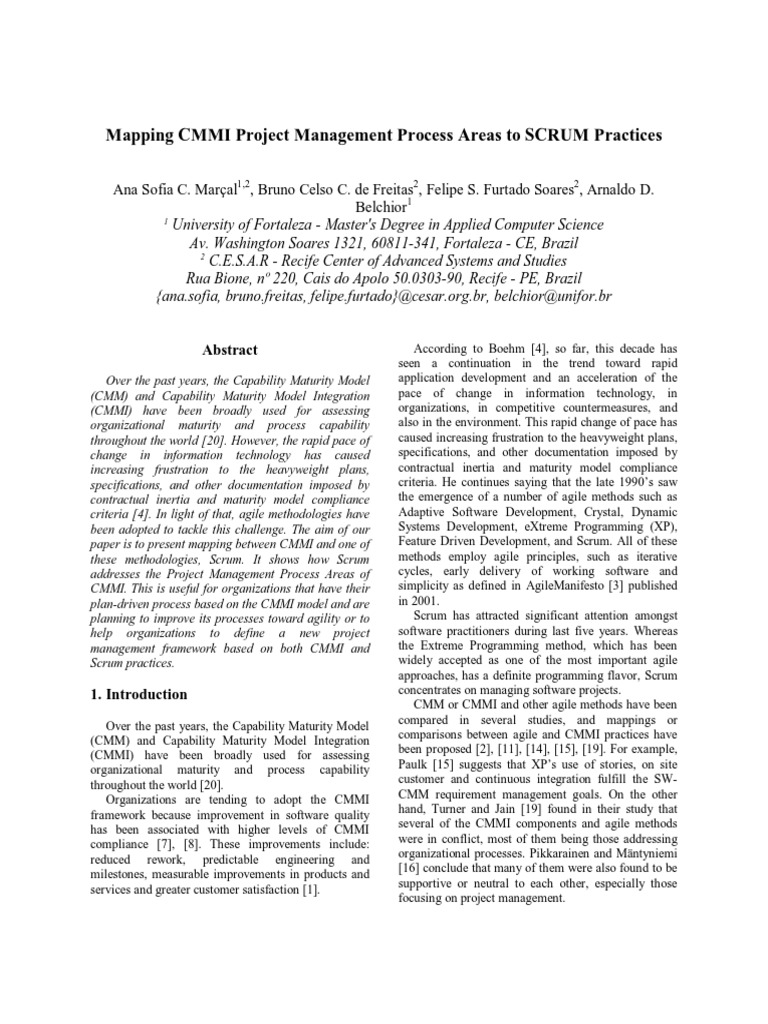 CMMI and Scrum Practices Mapping | PDF | Scrum (Software Development ...
