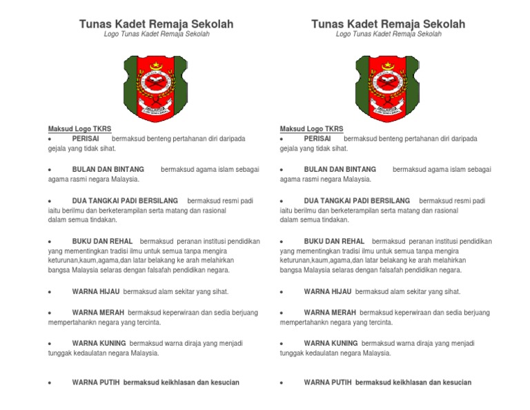 Maksud Logo Tunas Kadet Remaja Sekolah Pdf