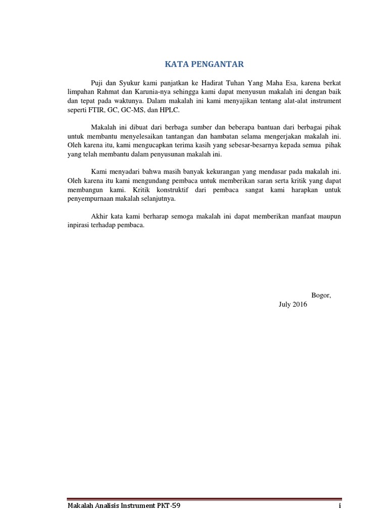 Makalah Analisis Instrument GC HPLC FTIR GC MS | PDF
