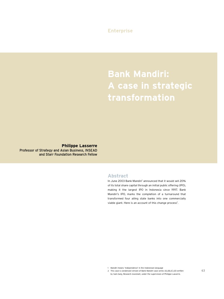 04 Bank Mandiri A Case In Strategic Transformation Pdf Indonesian