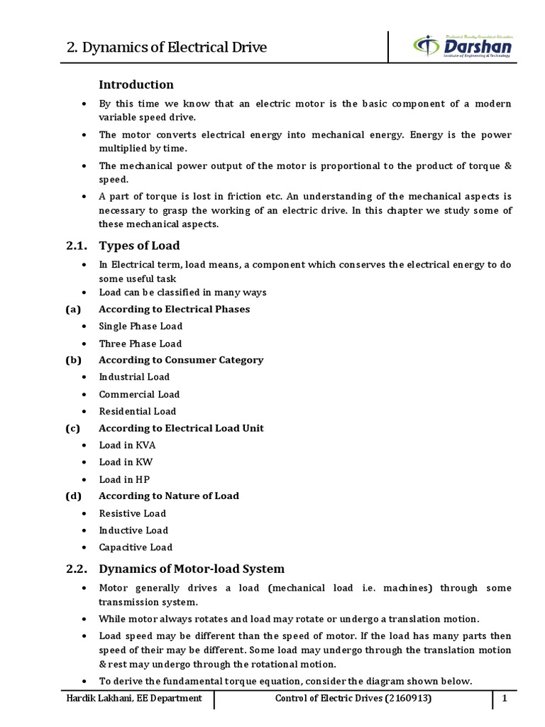 Dynamics of Electric Drive Systems | PDF | Steady State | Transmission ...