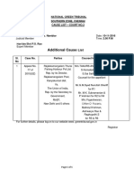 Additional Cause: National Green Tribunal Southern Zone, Chennai Cause List - Court No.2