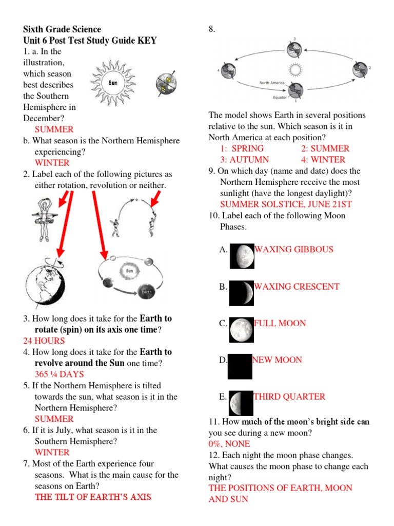 Unit 6 Post Test Study Guide Key | PDF | Solar Eclipse | Moon, image size:768x1024