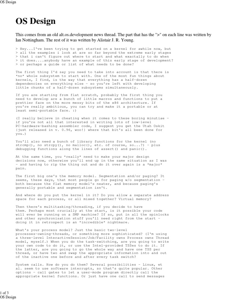 An Overview of the Early Stages of OS Design and Development | PDF ...