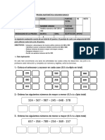 Prueba de Matemática Números Hasta El 900