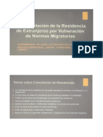 CAL Cancelación de Residencia de Extranjeros Por Vulneración de Normas Migratorias