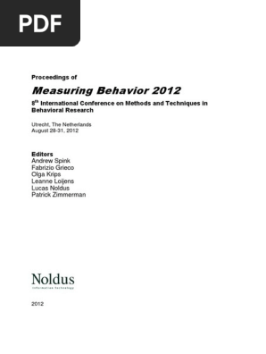Proceedings Measuring Behaviour Ethology Human - 