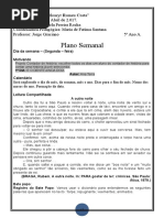 Plano Do Dia 24 a 28 de Abril de 2017