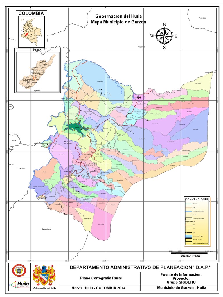 Mapa del municipio de Garzón en el departamento de Huila, Colombia | PDF